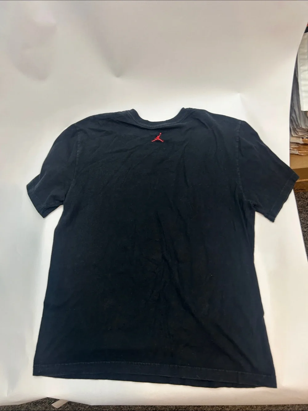 Jordan 8s Black Short Sleeve Tee with Red and White Jumpman Graphic